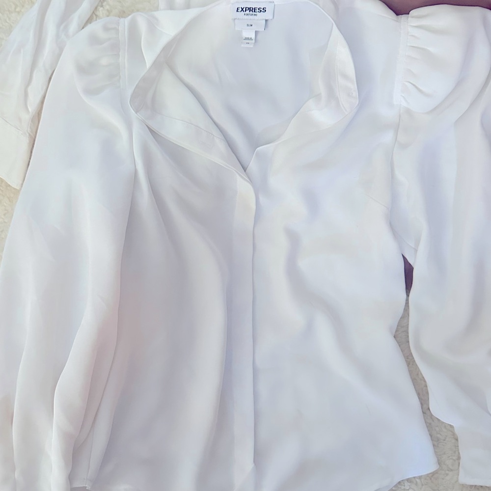 Express white puff shoulder blouse